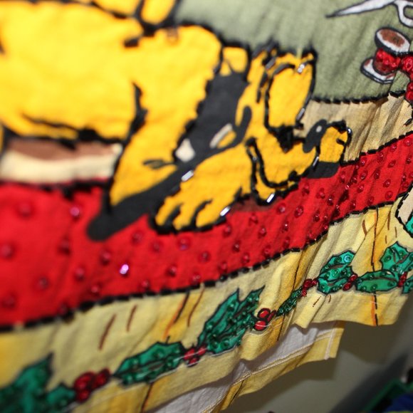 vintage 90s Disney by Joujou Christmas beaded sequin t-shirt Mickey's Workshop - Picture 12 of 16